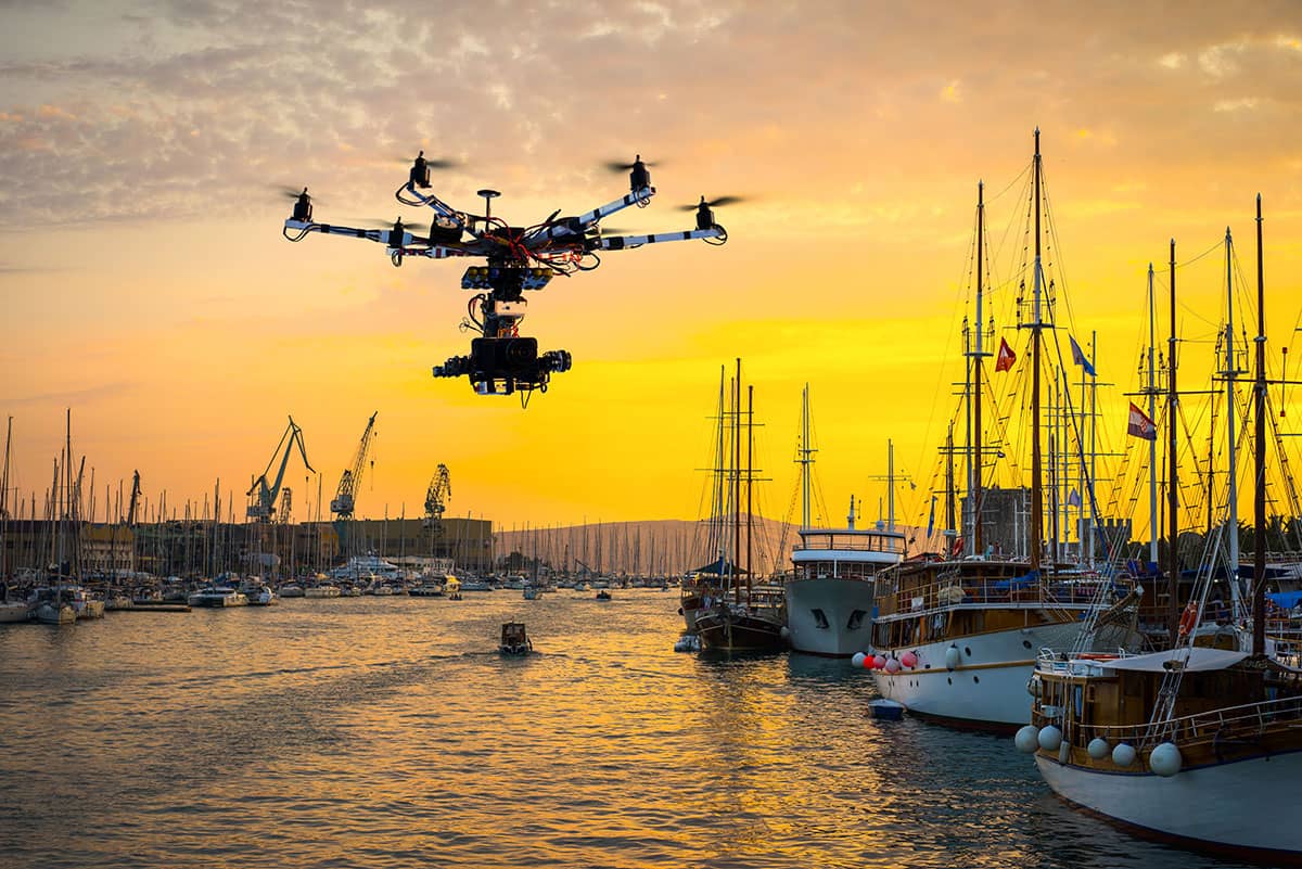 Drone over harbour